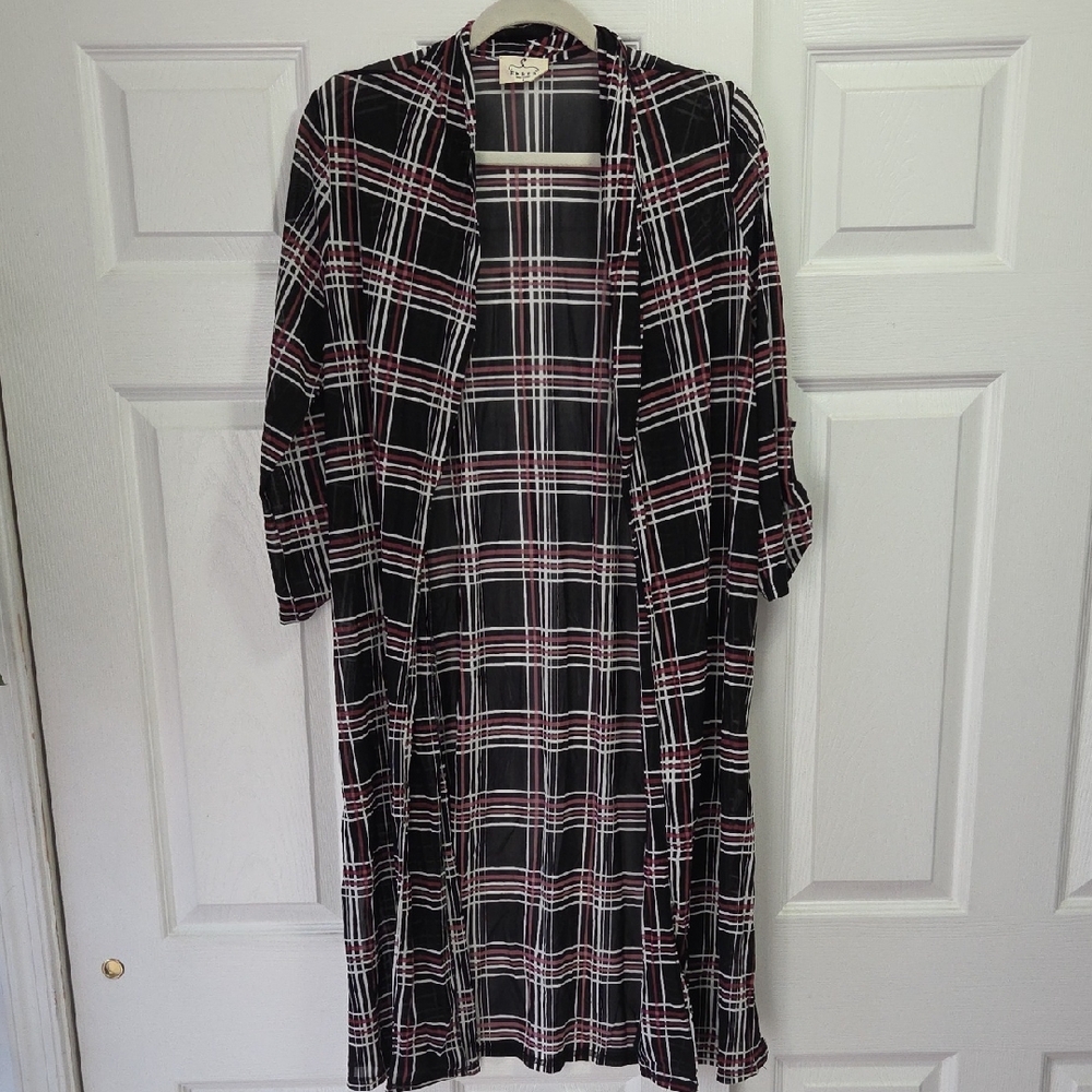 Ember Plaid Open Front Duster